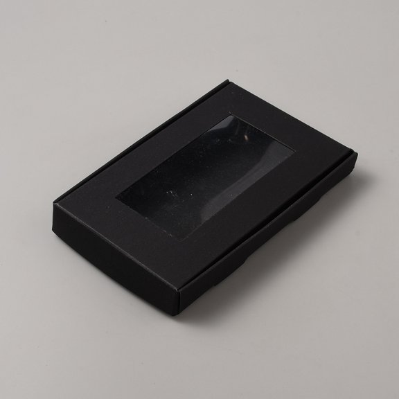 Cardboard Paper Mailer Boxes with Visible Windows Rectangle Black 13.65x8.7x1.85cm DIY