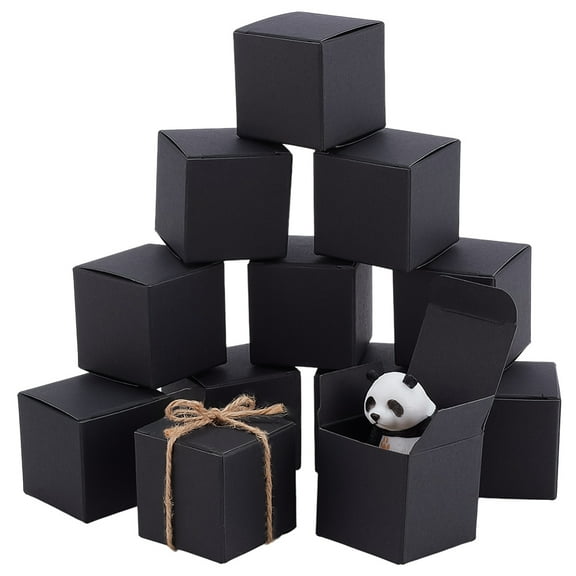 Cardboard Paper Packaging Boxes Square Black 4x4x4cm 10pcs/set