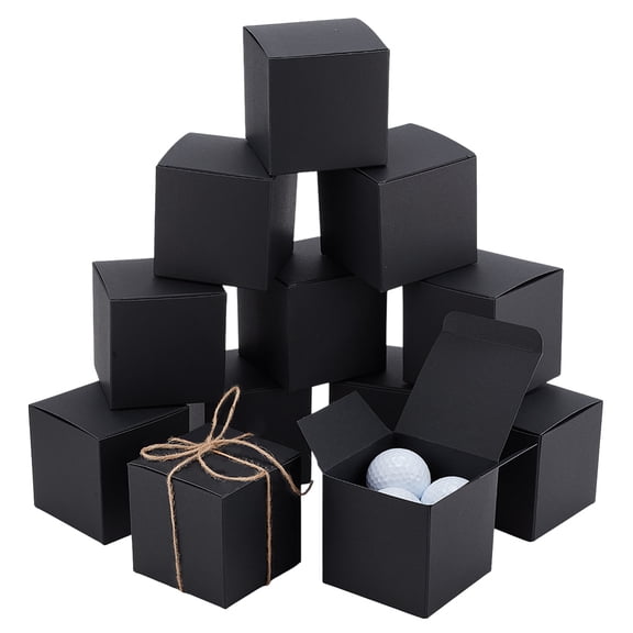 Cardboard Paper Packaging Boxes Square Black 8x8x8cm 10pcs/set