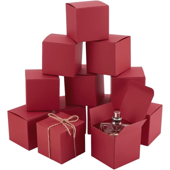 Cardboard Paper Packaging Boxes Square Indian Red 7x7x7cm 10pcs/set