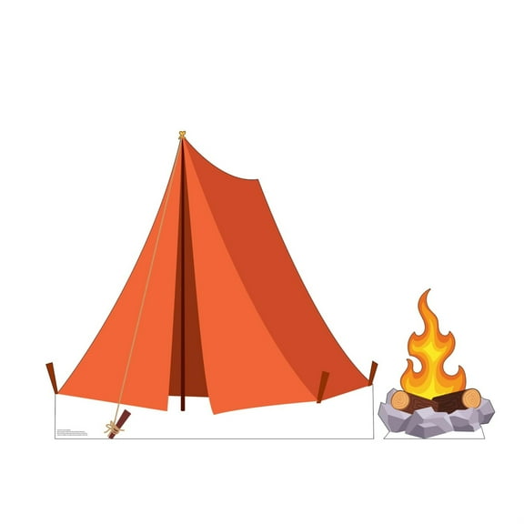 Cardboard People Tent and Campfire Life Size Cardboard Cutout Standup