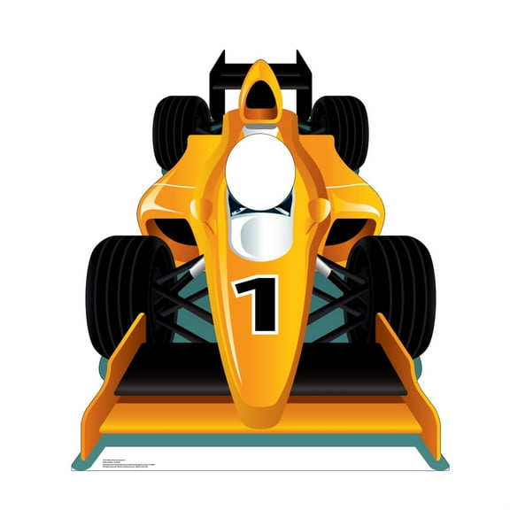 Cardboard People Yellow Race Car Stand-in Life Size Cardboard Cutout Standup