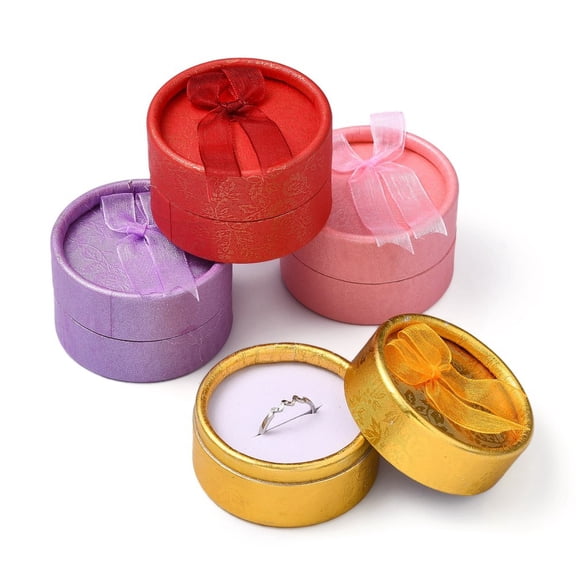 Cardboard Ring Boxes Column Mixed Color 2-1/8x1-1/4~1-3/8 inch(5.5x3.2~3.5cm)