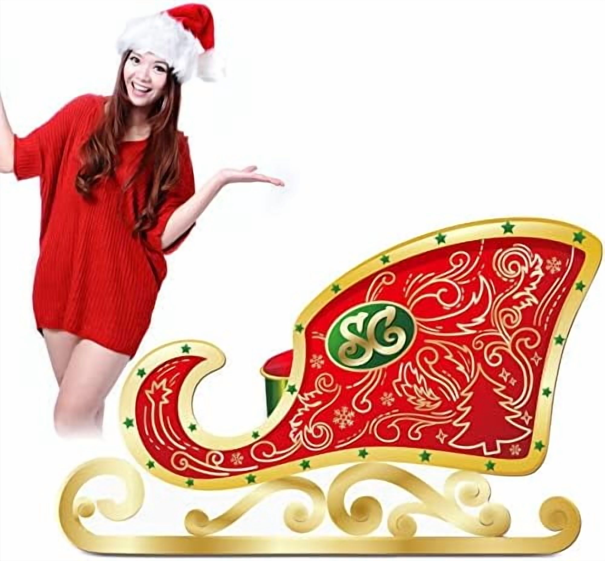 Cardboard Santa Sleigh Stand up Christmas Cardboard Cutout Standup ...