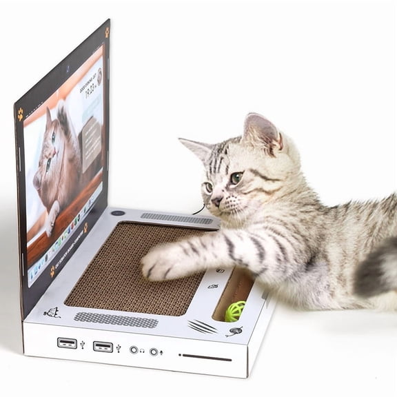 Cardboard Scratching Laptop for Cats Cat Laptop Toy with 'Mouse' Cardboard Cat Interactive Toy