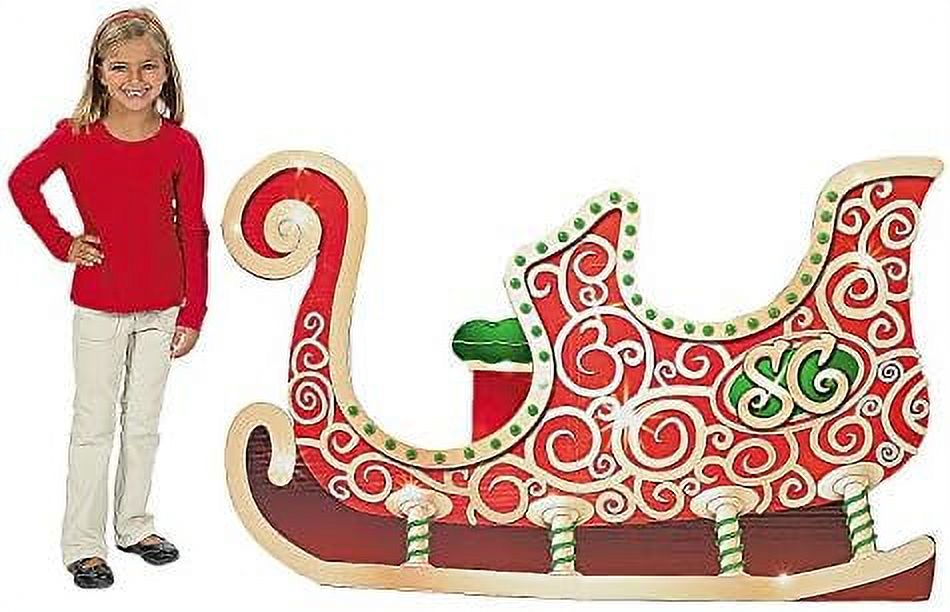 Cardboard Sleigh Stand Up For Christmas (5 Feet Long) Party Decor