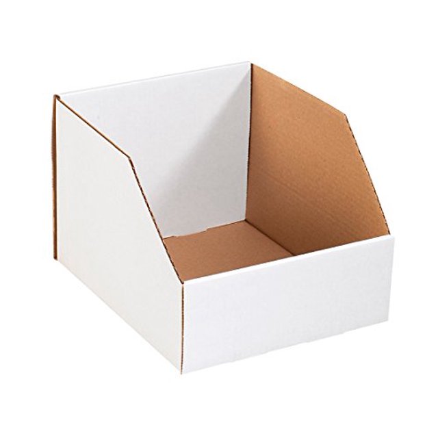 Cardboard Storage Bins, 10"x 18"x 10", White, Pack of 25, for Warehouse