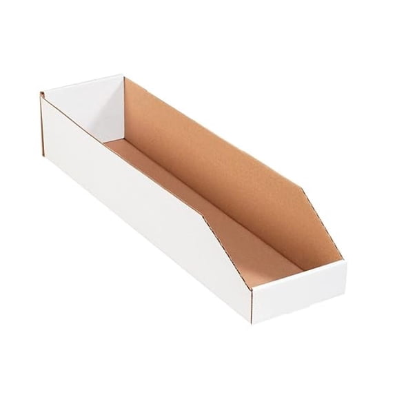 Cardboard Storage Bins 4x24x4.5", 50-Pack - Moving Boxes, Packing Supplies, Organization Bins for Garage, Closet, Office, Home - White Corrugated Boxes