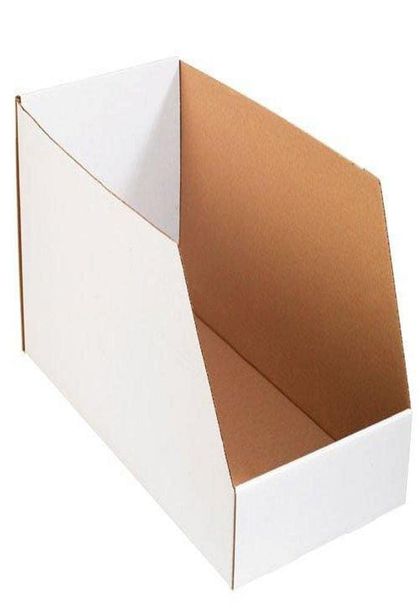 Cardboard Storage Bins, 8"x 24"x 12", White, Pack of 25, For Warehouse