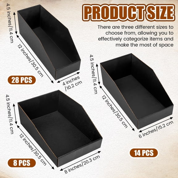 Cardboard Storage Boxes, Black, Medium, 50 Pack, Organizer for Pantry, Office, Garage