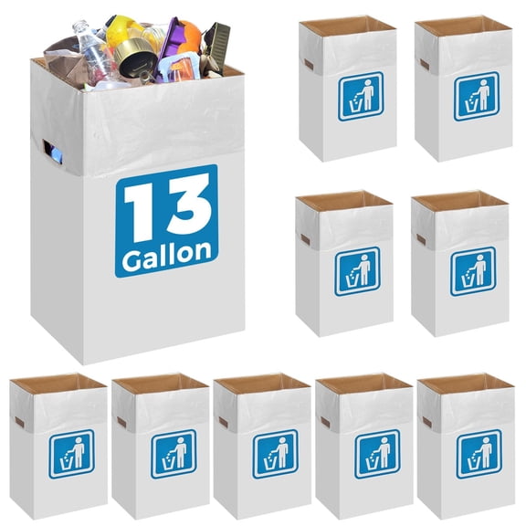 Cardboard Trash cans for Events (Pack of 10), with 20 Liners Included,Be applicableOutdoor Events pop up Trash cans for Parties,Reusable Portable Garbage Can,in-Home Recycling Bins