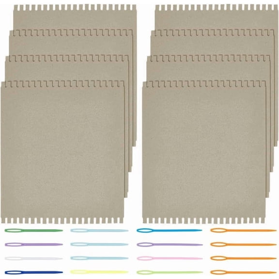 Cardboard Weaving Looms Kit Include 8pcs Wide Notch Weaving Looms 16pcs Large Eye Plastic Sewing Needle for Beginner Knitting Sewing Crochet Basket Jewelry Art Craft-11-4/5x9-4/5 for DIY