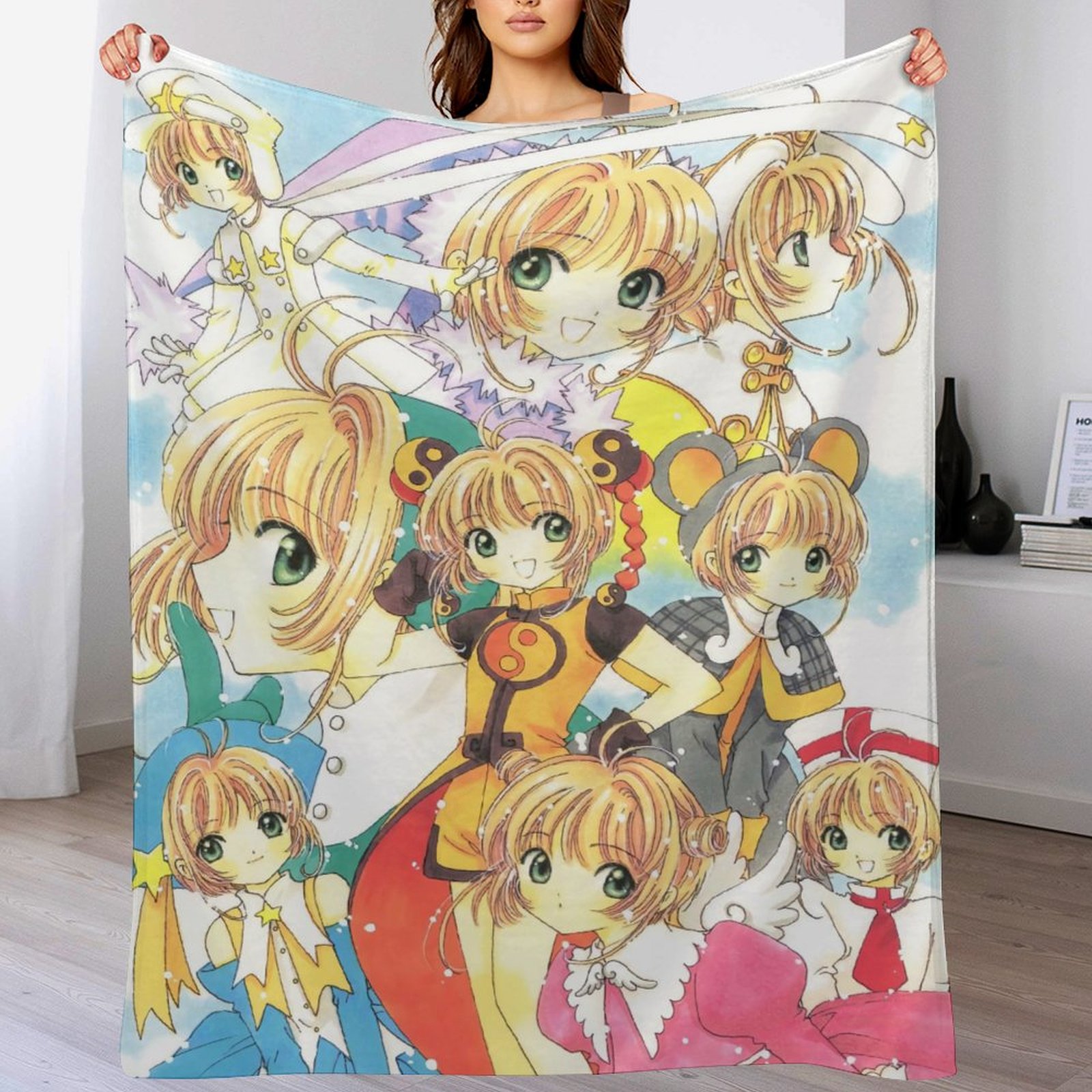 JUST FUNKY Cardcaptor Sakura Plüsch-Fleecedecke 114 X 152 Cm – Mit Sherpa-Rückseite, Anime-Deko Für Sofa & Bett