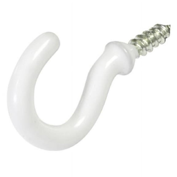 Carded - Cup Hook, White Vinyl - 0.75 in.