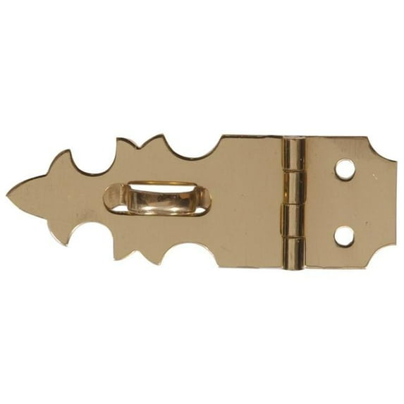 Carded - Decorative Hasp Hinges, Solid & Brite Brass - 0.625 in.