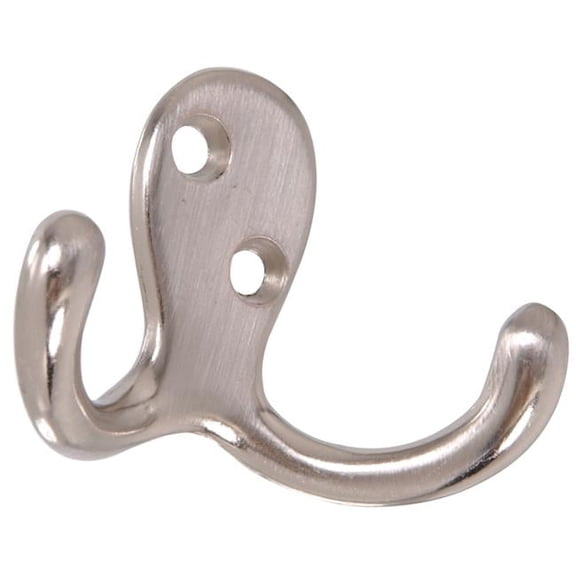 Carded - Double Clothes Hook, Satin Nickel