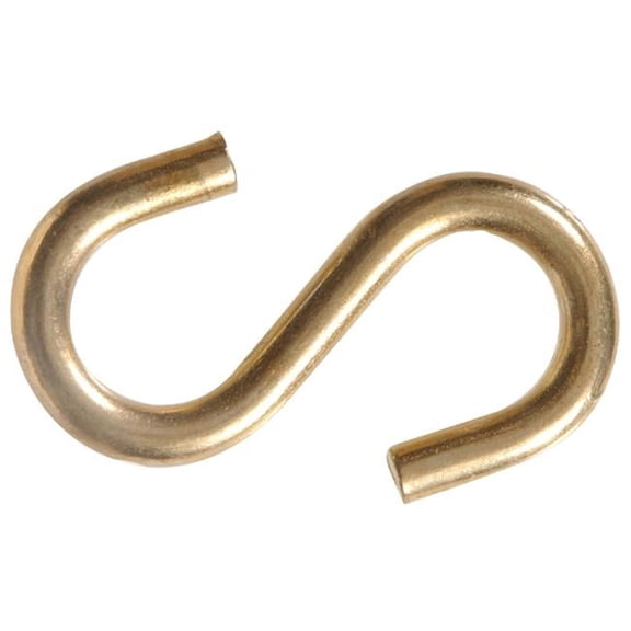 Carded - S Hook, Brass Plated - 1 in.