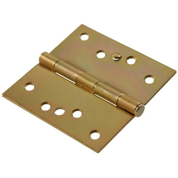 Carded - SquareCorner Security Stud Door Hinges, Zinc & Yellow - 4 in.
