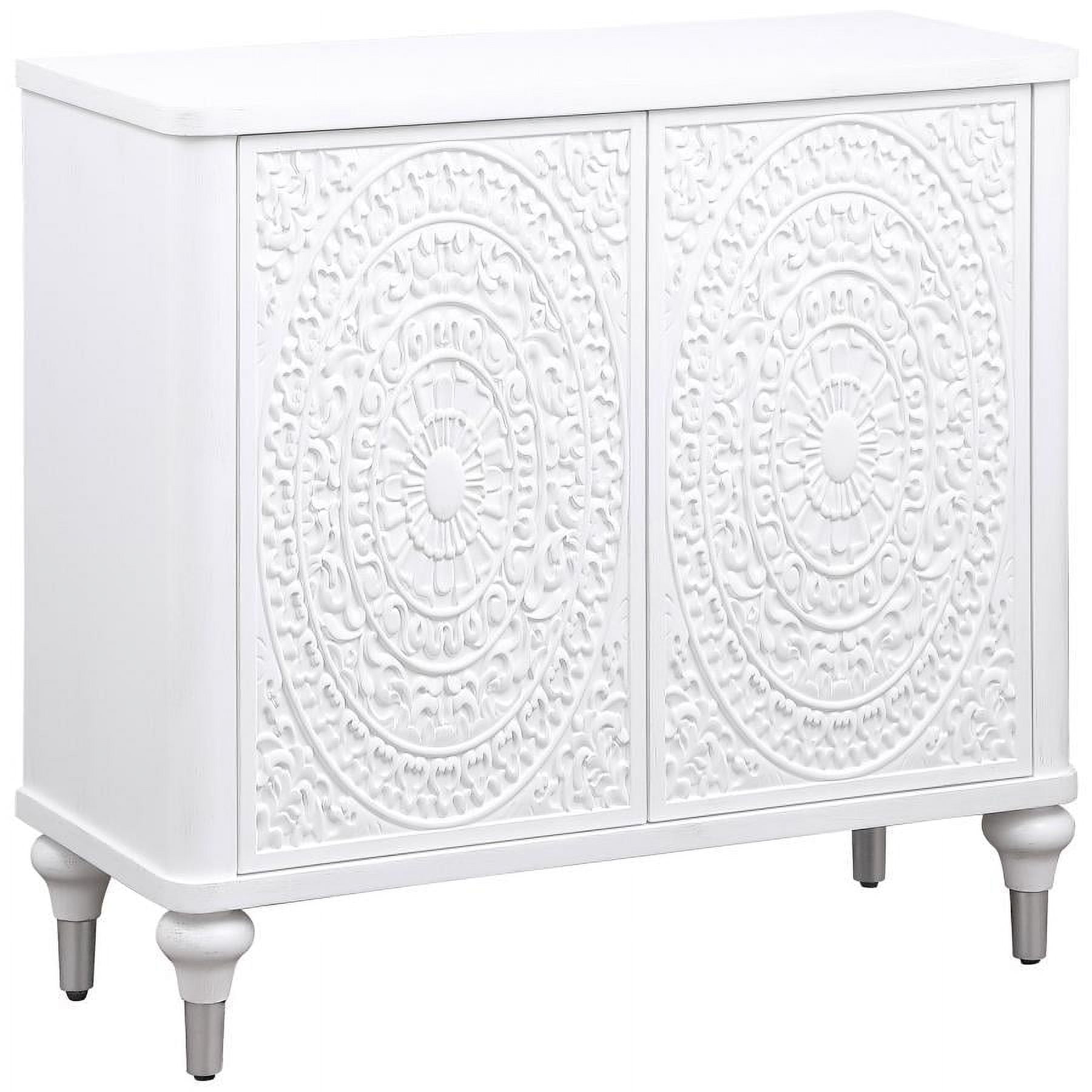 White Coastal 2-Door Accent Cabinet with Adjustable Shelving
