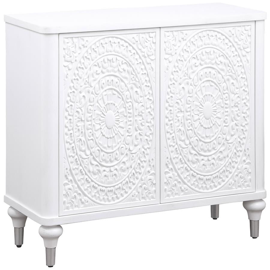 White Coastal 2-Door Accent Cabinet with Adjustable Shelving