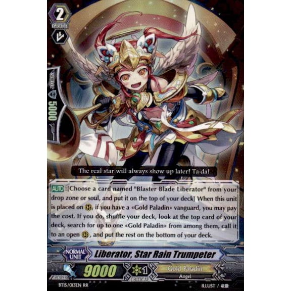 Cardfight Vanguard Infinite Rebirth Double Rare RR Liberator, Star Rain Trumpeter BT15/013