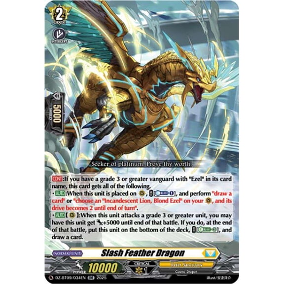 Cardfight Vanguard Super Brave Detonation Double Rare Slash Feather Dragon DZ-BT09/034EN