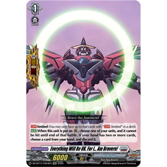 Cardfight Vanguard Symphony of Might & Bloom EXC Everything Will Be OK. For I... Am Bravern! DZ-BT11/EX24EN