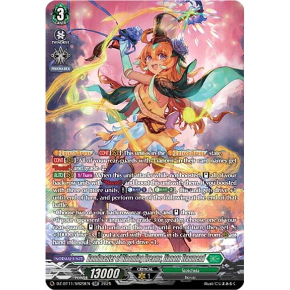 Cardfight Vanguard Symphony of Might & Bloom Silver Rare Bandmaster of Blooming Dreams, Lianorn Traumend DZ-BT11/SR29EN