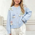 thumbnail image 1 of Cardgigan Sweaters For Teen Girls Cable Knit Embroidered Cute Long Sleeve Knit Tops Kids Button Down Fall Cardigans, Light Blue Size 8-9 Years, 1 of 6