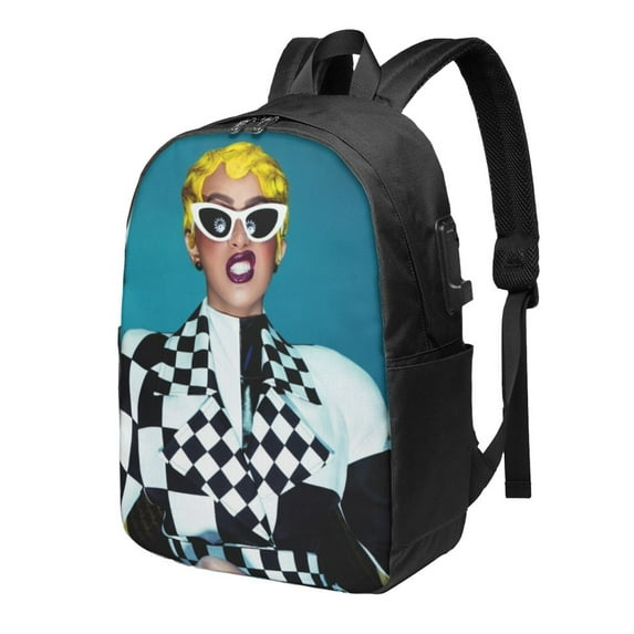 Cardi B Backpack for Men Women Teen , Water Resistant Casual Daypack Fits Laptop with USB Charging Port,17 in Bookbag for Travel,School,Hiking,Gift