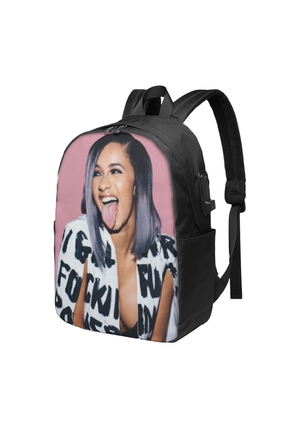 Cardi B Backpack for Men Women Teen , Water Resistant Casual Daypack Fits Laptop with USB Charging Port,17 in Bookbag for Travel,School,Hiking,Gift