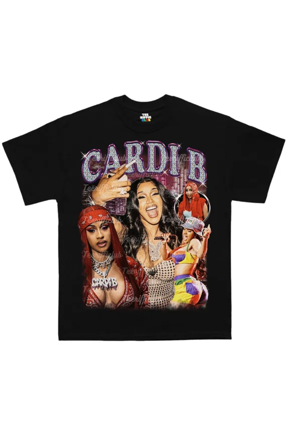 Cardi B T-Shirt, Music Hip Hop Rap Shirt,Black Color,Size M