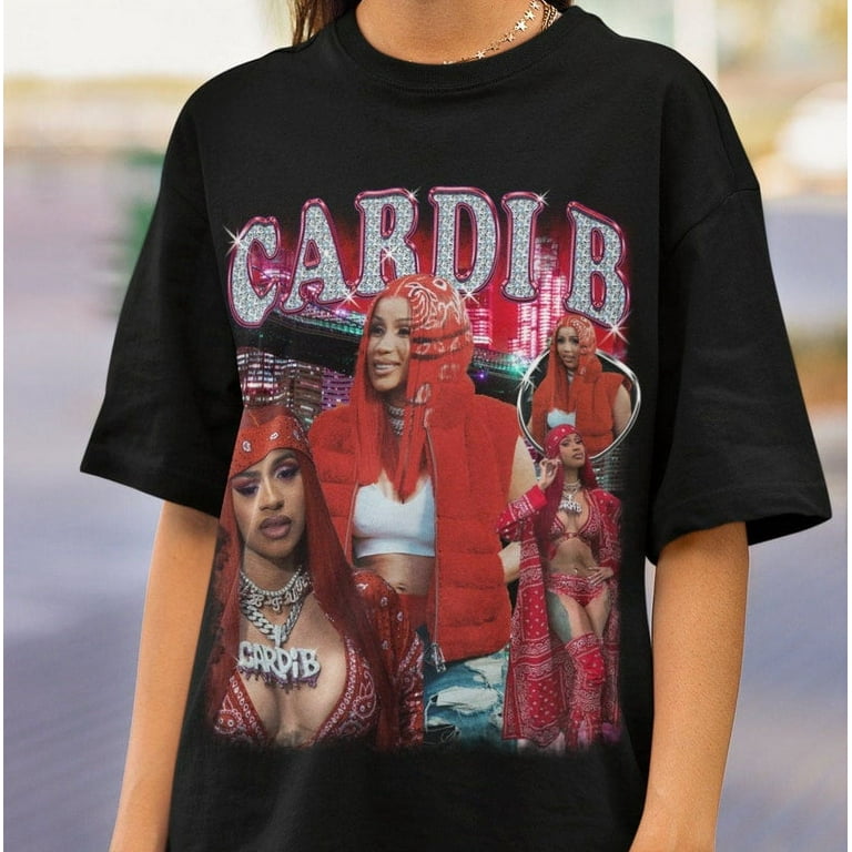 Cardi B T Shirt Vintage T Shirt Rapper Homage Graphic Unisex T Shirt Cardi B Retro 90 s Fans Gift for Rapper Fan Tee Vintage Bootleg Walmart