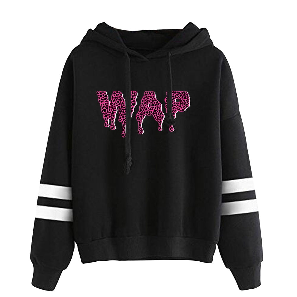 Cardi B WAP Logo Merch Hoodies Pocketless Parallel Bars Sleeve