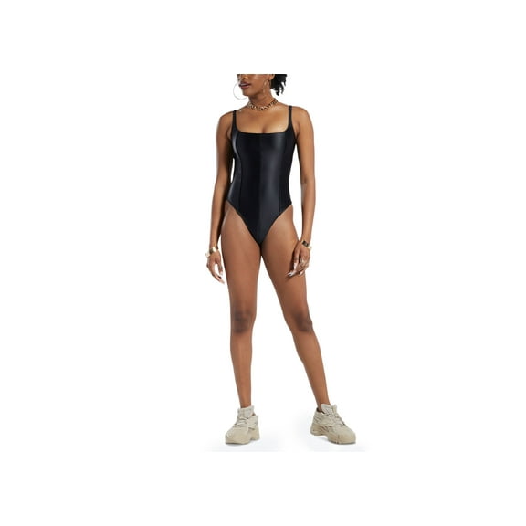 Cardi B x Reebok Womens Scoop-Neck Corset-Fit Bodysuit Black XS