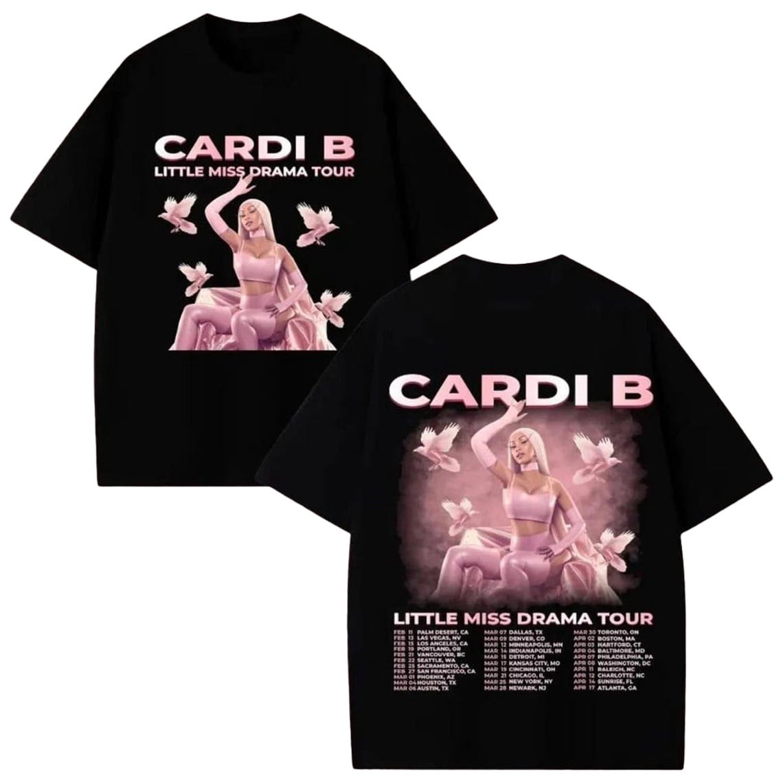 Cardi Bacardi 2 Sided Little Miss Drama Tour 2026 Shirt, Vintage Rap ...