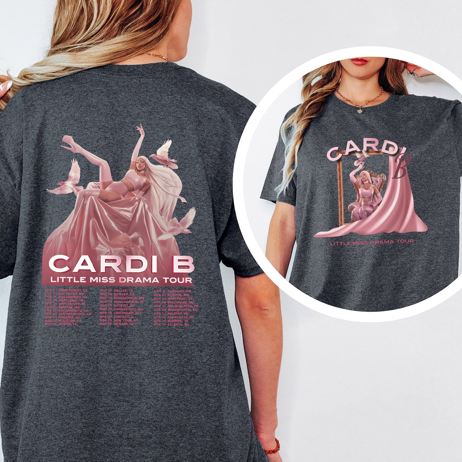 Cardi Bacardi 2 Sided Little Miss Drama Tour 2026 T-shirt, Cardi ...