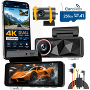 CardiVox 4K Dash Cam Front and 2K Rear Dash Camera Sony STARVIS, WiFi GPS Free 256GB