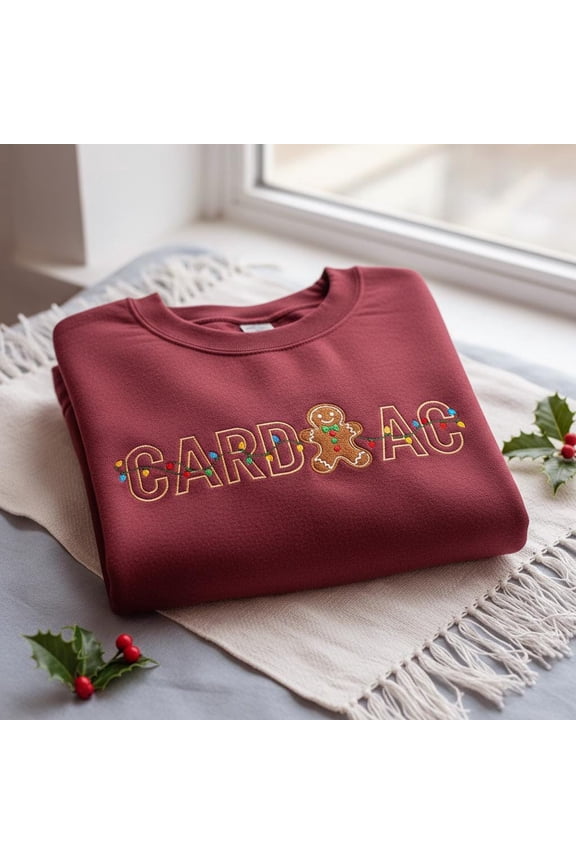 Cardiac Nurse Christmas Embroidered Sweatshirt, Cardiology Nurse Gift, Medical Holiday Sweater, RN Xmas Shirt, Gingerbread Lovers Crewneck