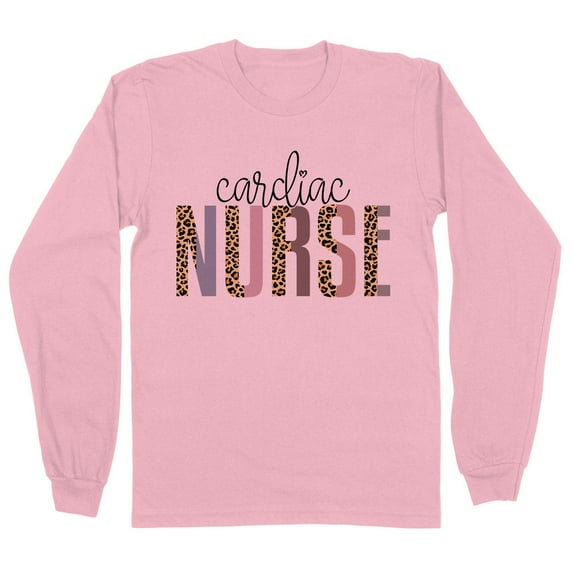 Cardiac Nurse Leopard Print Long Sleeve Shirt Unisex Medium Pink