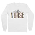 thumbnail image 1 of Cardiac Nurse Leopard Print Long Sleeve Shirt Unisex Small White, 1 of 5