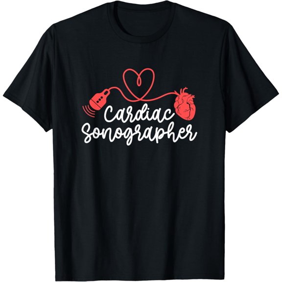 Cardiac Sonographer Heart Cardiac Sonography T-ShirtMen and women, Black T-shirt, size: Extra large