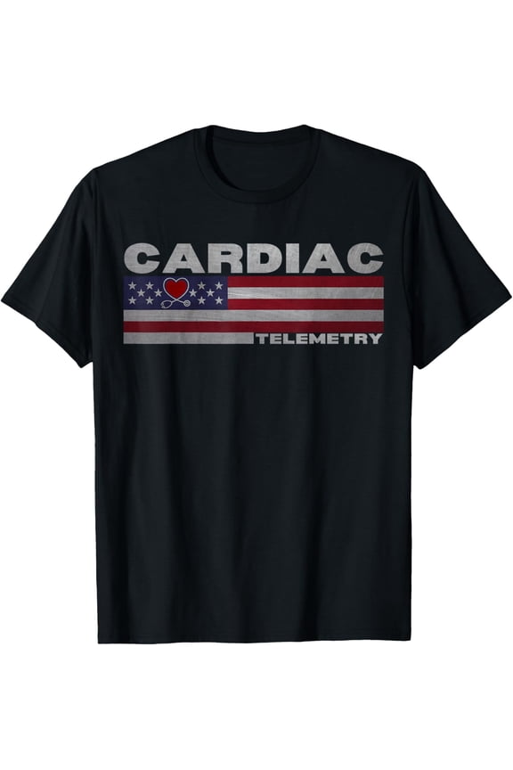 Cardiac Telemetry Nursing American Flag Nurse Patriotic T-Shirt