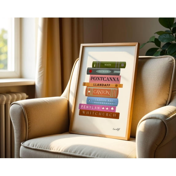 Cardiff Areas Book Stack Poster, Pontcanna Roath Penylan Llandaff ...