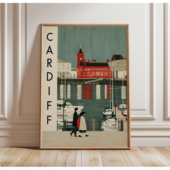 Cardiff Bay Travel Waterfront Print City Wall Art, Unframed Paper Print