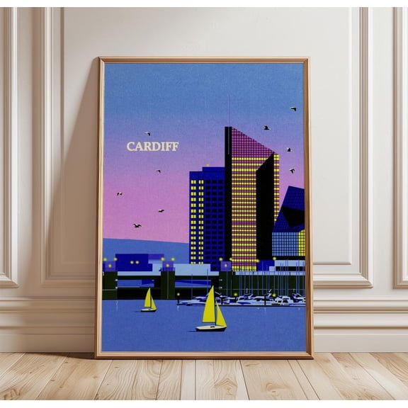 Cardiff Bay Travel Waterfront Print City Wall Art, Unframed Paper Print