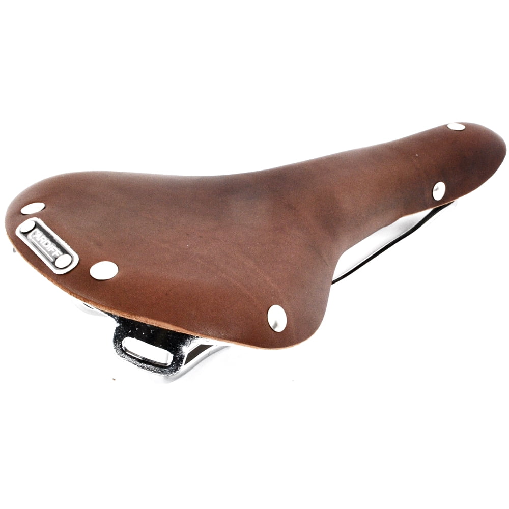 Cardiff Bicycle Cambria Leather Rivet Saddle BROWN Road Tour Commute Fixed Bike