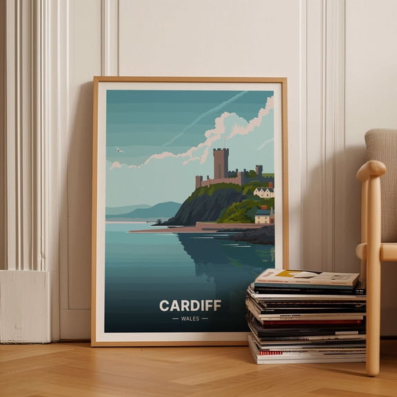 Cardiff Cityscape Illustrated City Map Wall Art, Unframed Paper Poster 8x10in