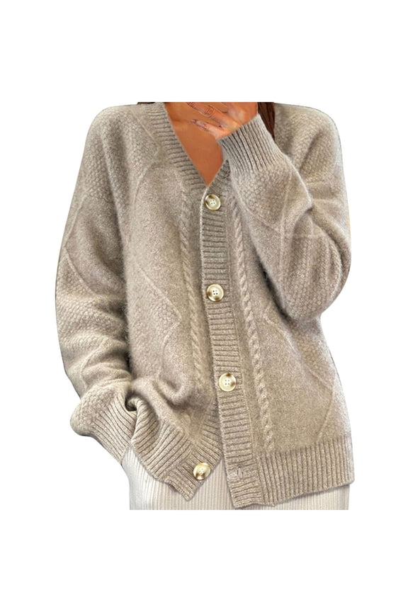 Cardigan Chunky Sweaters Coats for Women Open Front Cable Knit Coat Casual Long Sleeve Button Down Fall Winter Outwear