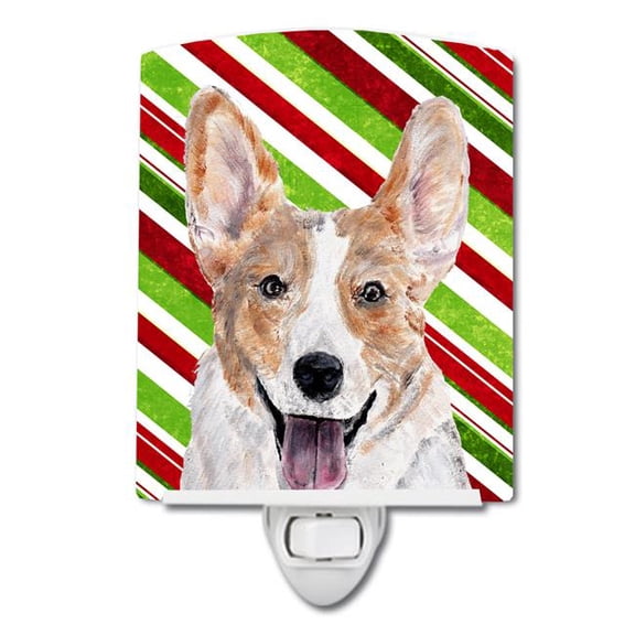Cardigan Corgi Candy Cane Christmas Ceramic Night Light